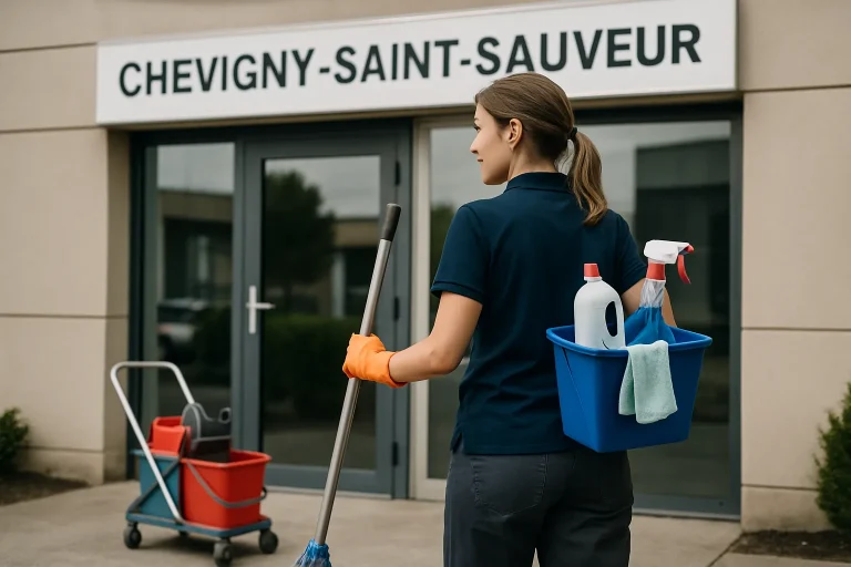Équipe de nettoyage dans un appartement à Chevigny-Saint-Sauveur, utilisant des équipements professionnels.